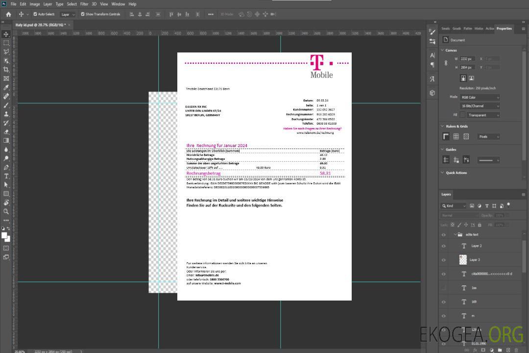 Modèle de facture de services publics pour les entreprises Allemagne T Mobile aux formats Word et PDF template Modèle de facture de services publics pour les entreprises Allemagne T Mobile aux formats Word et PDF template